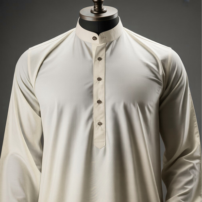 Off White Wash & Wear - Unstitched Fabric for Men
