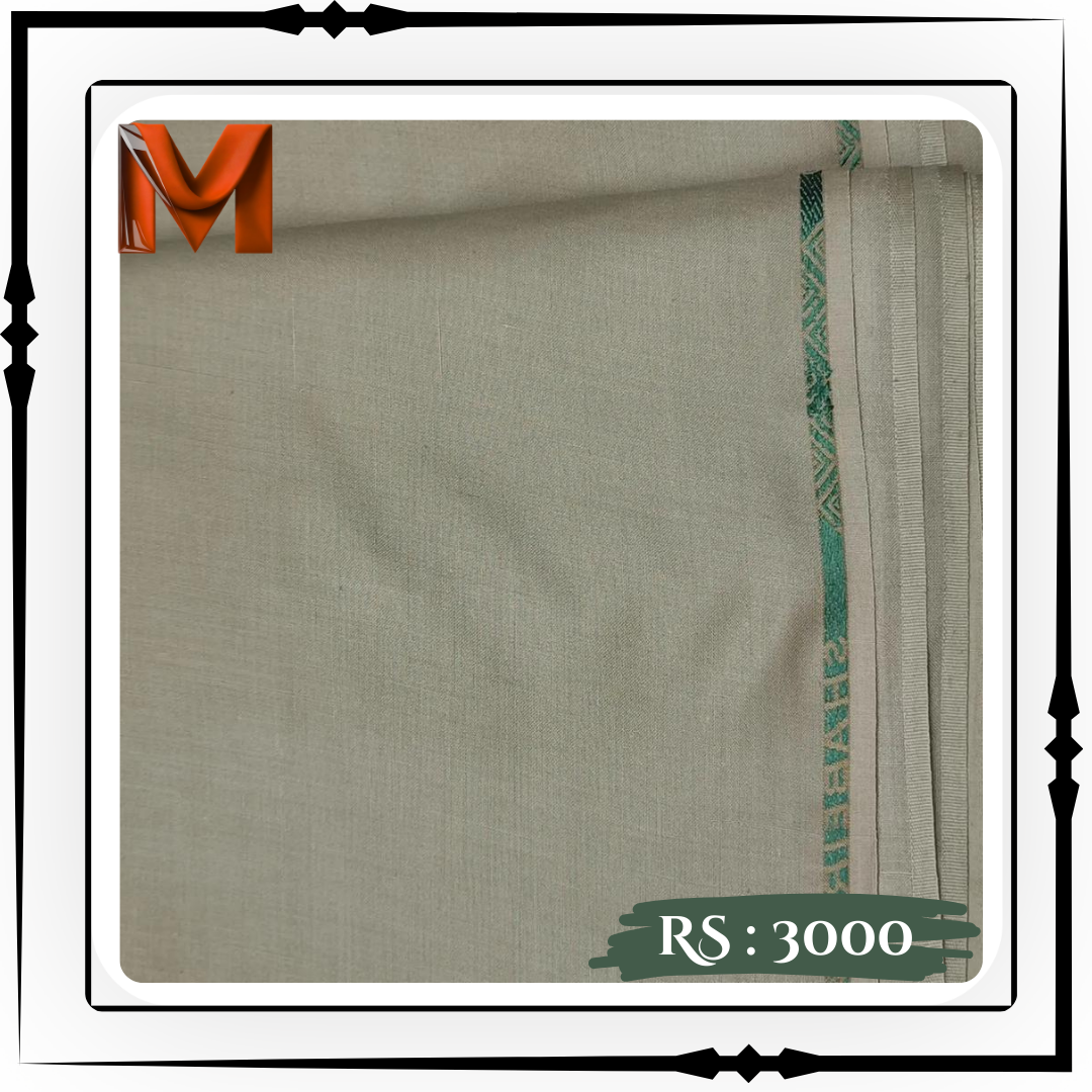 Olive Green Wash & Wear - Unstitched Fabric for Men