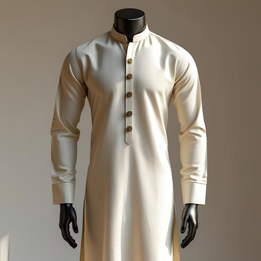 Cream Beige Wash & Wear – Unstitched Fabric